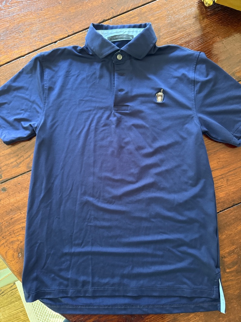Youth Navy Polo Shirt with Embroidered Logo
